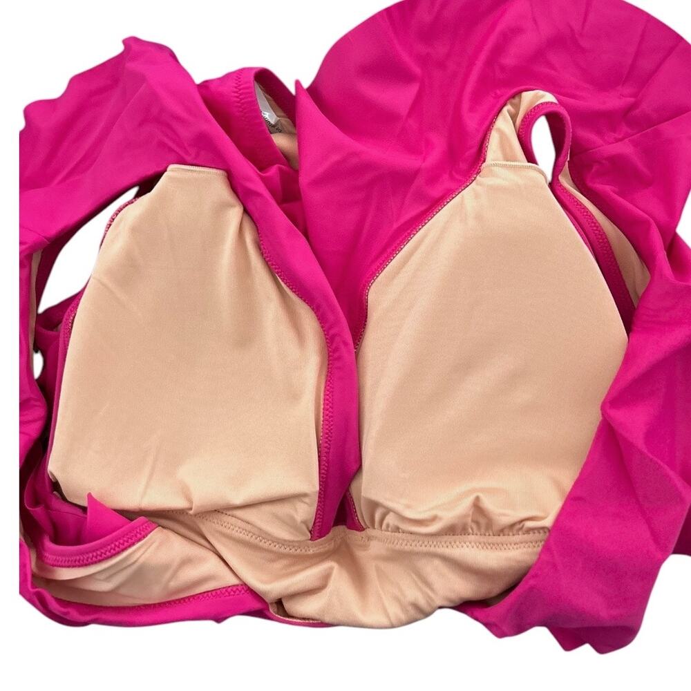 J.Crew Women's Ruched Ruffle One-Piece Swimsuit Sizes 0 - 12 Radiant Fushia NEW - Picture 4 of 7